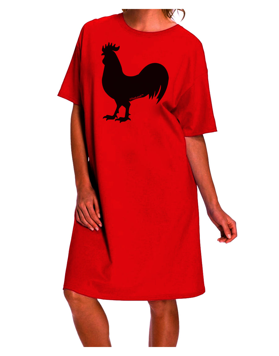 Rooster Silhouette Design Adult Wear Around Night Shirt and Dress-Night Shirt-TooLoud-Red-One-Size-Davson Sales