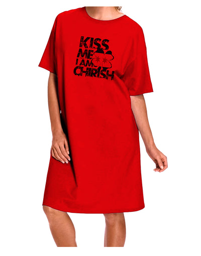 Kiss Me I'm Chirish Adult Wear Around Night Shirt and Dress by TooLoud-Night Shirt-TooLoud-Red-One-Size-Davson Sales