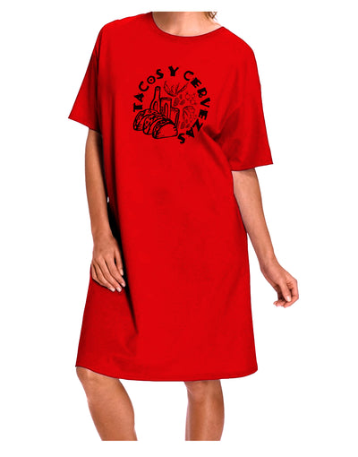 Tacos Y Cervezas Adult Wear Around Night Shirt and Dress-Night Shirt-TooLoud-Red-One-Size-Fits-Most-Davson Sales
