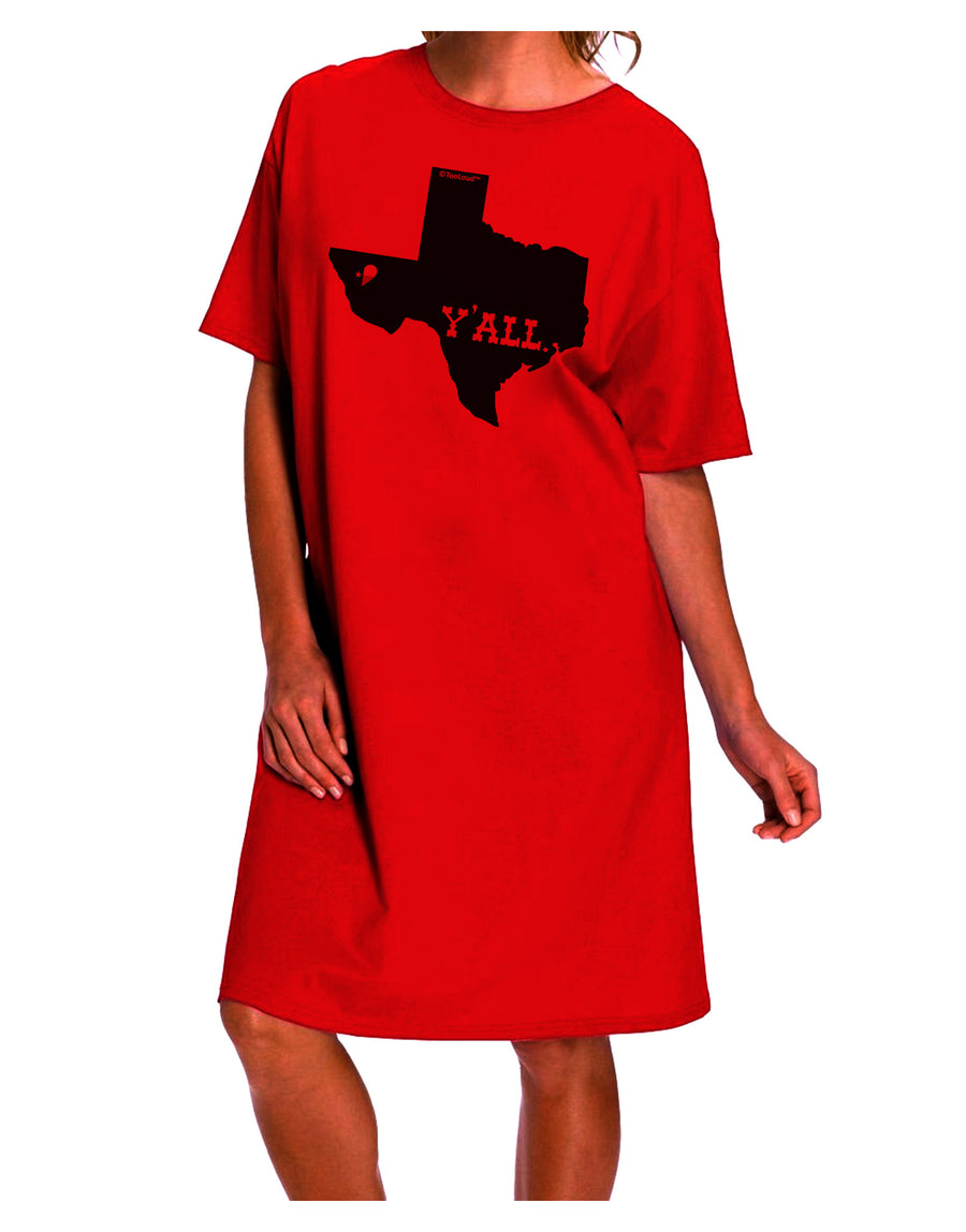 Texas State Y'all Design with Flag Heart Adult Wear Around Night Shirt and Dress by TooLoud-Night Shirt-TooLoud-Red-One-Size-Davson Sales