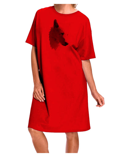 Magnificent White Wolf Head Adult Wear Around Night Shirt and Dress-Night Shirt-TooLoud-Red-One-Size-Fits-Most-Davson Sales