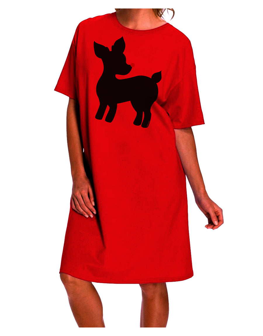 Cute Red and Green Rudolph - Christmas Adult Wear Around Night Shirt and Dress by TooLoud-Night Shirt-TooLoud-Red-One-Size-Davson Sales