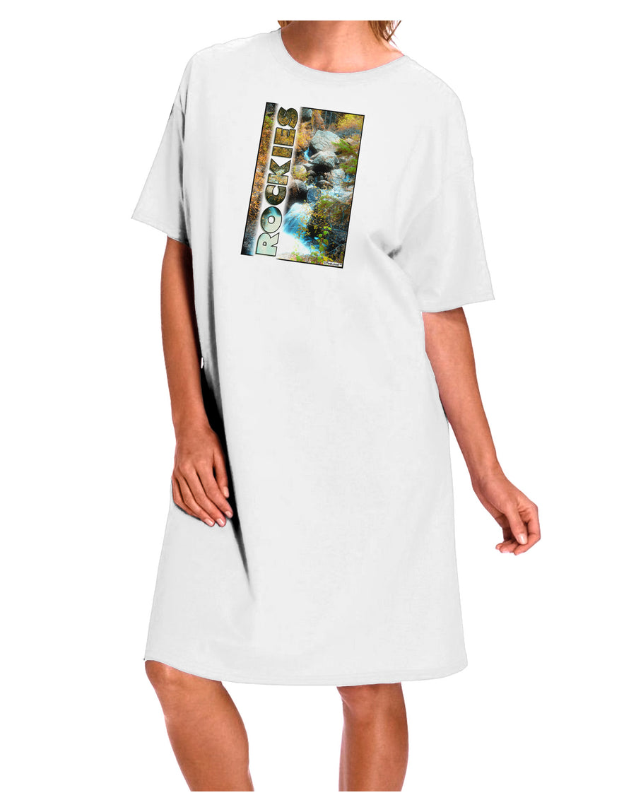 Rockies Waterfall Adult Night Shirt Dress with Text - White - One Size-Night Shirt-TooLoud-White-OSFM-Davson Sales