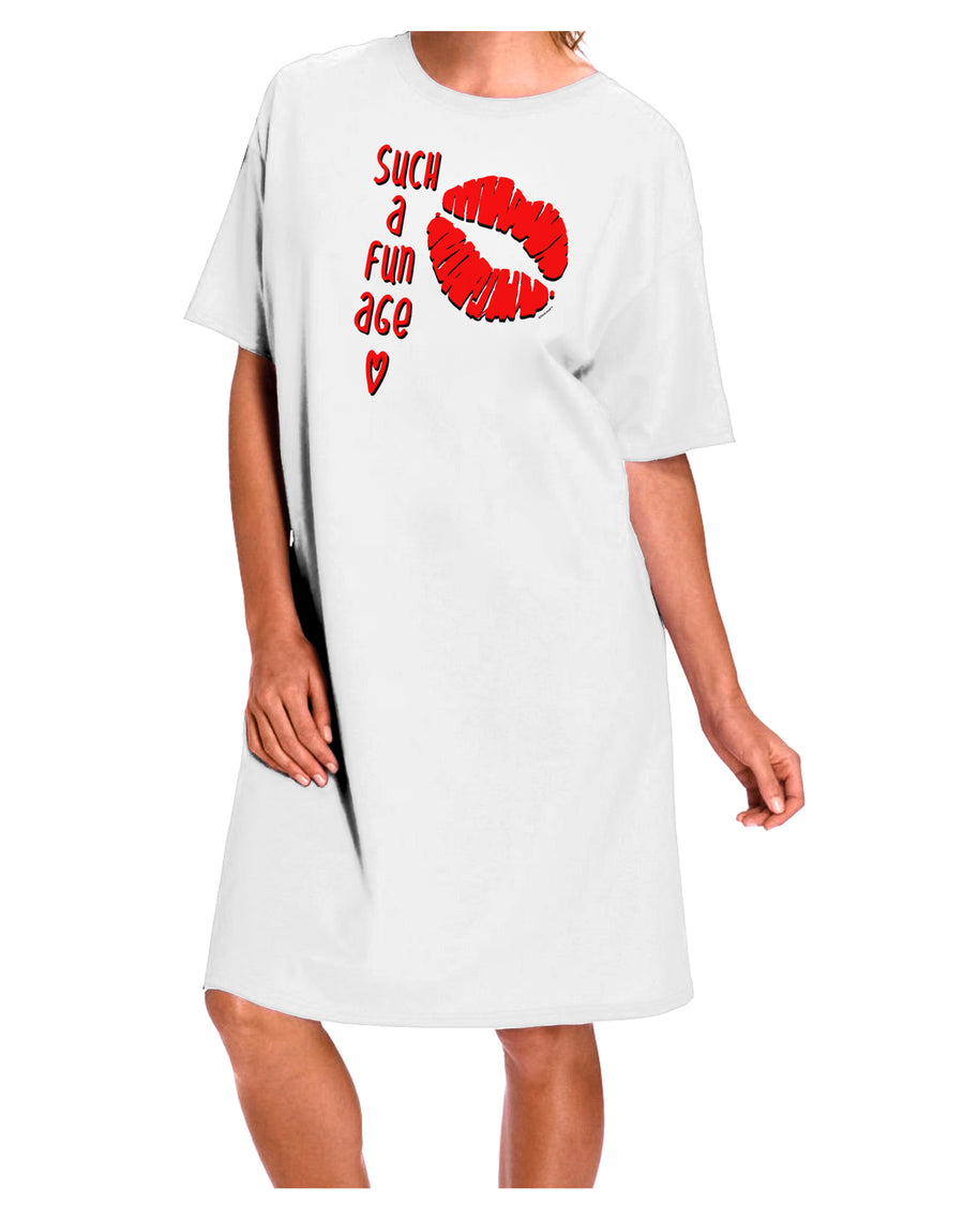 Stylish and Playful Adult Night Shirt Dress in White - One Size-Night Shirt-TooLoud-Davson Sales