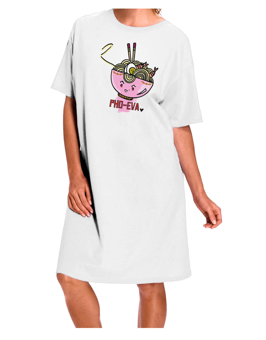 Stylish and Comfortable Pho Bowl Adult Night Shirt Dress in Eva Pink - Available in White, One Size-Night Shirt-TooLoud-Davson Sales