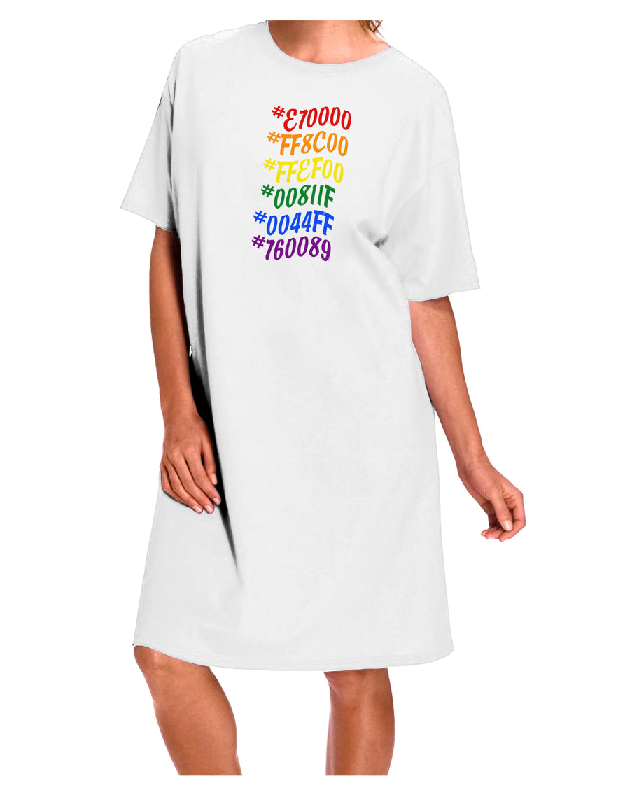 Stylish and Inclusive: Unisex Pride Flag Hex Code Adult Night Shirt Dress in White - Available in One Size-Night Shirt-TooLoud-Davson Sales