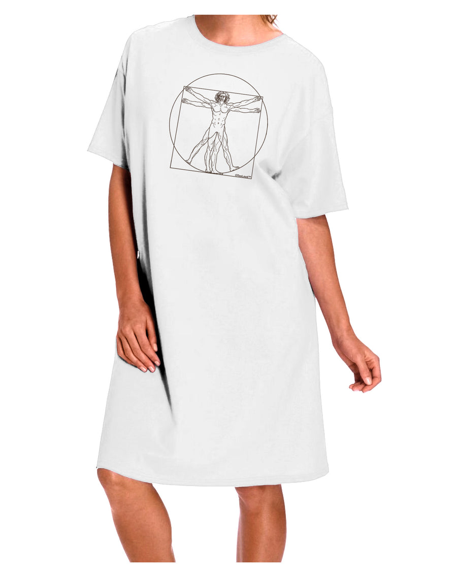 Vitruvian Man Drawing Adult Night Shirt Dress - White - One Size by TooLoud-Night Shirt-TooLoud-White-One-Size-Davson Sales