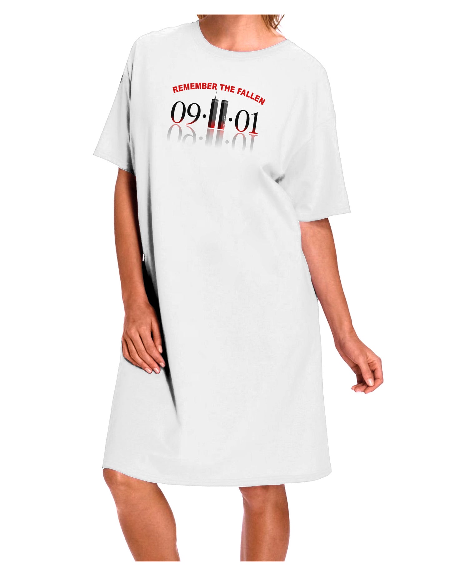 Commemorative 9/11 Adult Night Shirt Dress - White - One Size-Night Shirt-TooLoud-White-One-Size-Davson Sales