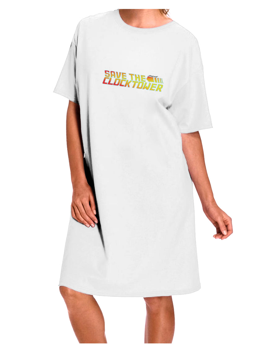 Elevate Your Style with the Timeless Save The Clock Tower Adult Night Shirt Dress in White - One Size by TooLoud-Night Shirt-TooLoud-White-One-Size-Davson Sales