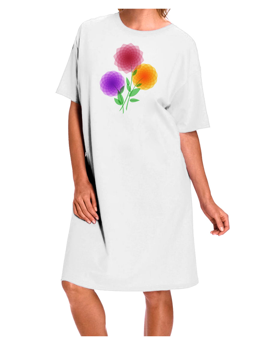 Elegant Crystal Dahlias Adult Night Shirt Dress in White - Available in One Size-Night Shirt-TooLoud-White-OSFM-Davson Sales