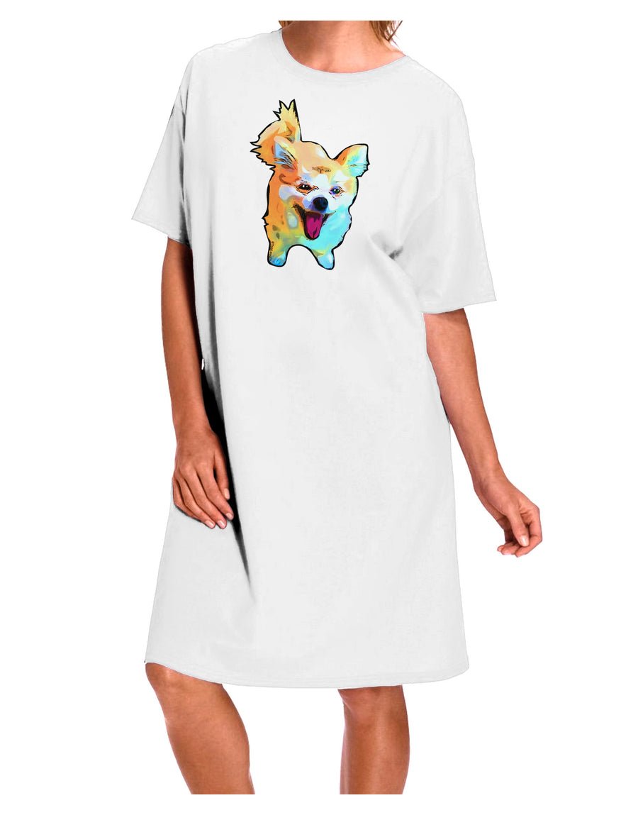 Stylish Cartoon Pomeranian Adult Night Shirt Dress in White - Available in One Size-Night Shirt-TooLoud-White-OSFM-Davson Sales