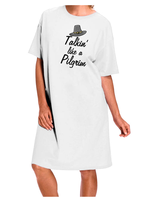 Pilgrim-Inspired Adult Night Shirt Dress in White - One Size-Night Shirt-TooLoud-Davson Sales