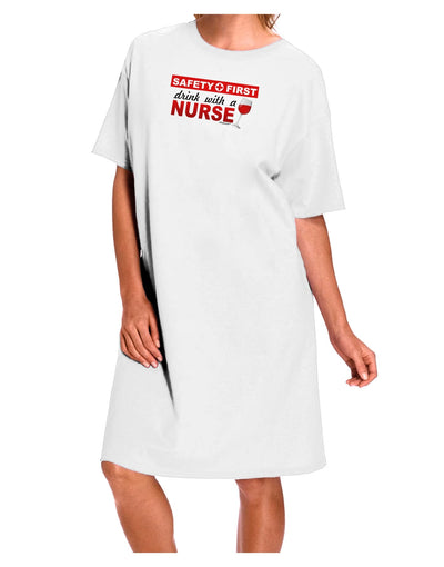 Drink With A Nurse Adult Wear Around Night Shirt and Dress-Night Shirt-TooLoud-White-One-Size-Fits-Most-Davson Sales