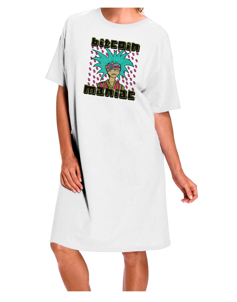 Bitcoin Enthusiast Cryptocurrency Night Shirt Dress - White (One Size)-Night Shirt-TooLoud-Davson Sales