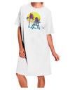 White LA Beach Silhouette Letters Adult Night Shirt Dress - One Size: A Stylish and Comfortable Addition to Your Wardrobe-Night Shirt-TooLoud-White-OSFM-Davson Sales