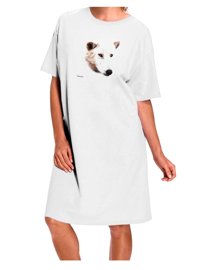 Elegant White Wolf Head Cutout Night Shirt Dress for Adults - White - One Size-Night Shirt-TooLoud-White-One-Size-Davson Sales