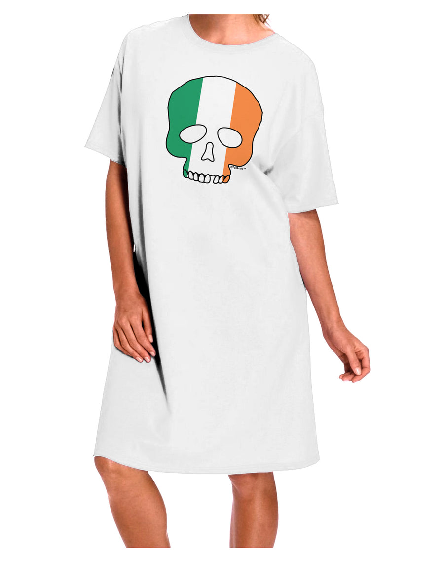 Ireland Adult Night Shirt Dress - White - One Size with Skull Flag Design-Night Shirt-TooLoud-White-One-Size-Davson Sales