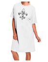 Elegant White Adult Night Shirt Dress with Distressed Fleur de Lis Design - One Size-Night Shirt-TooLoud-White-OSFM-Davson Sales