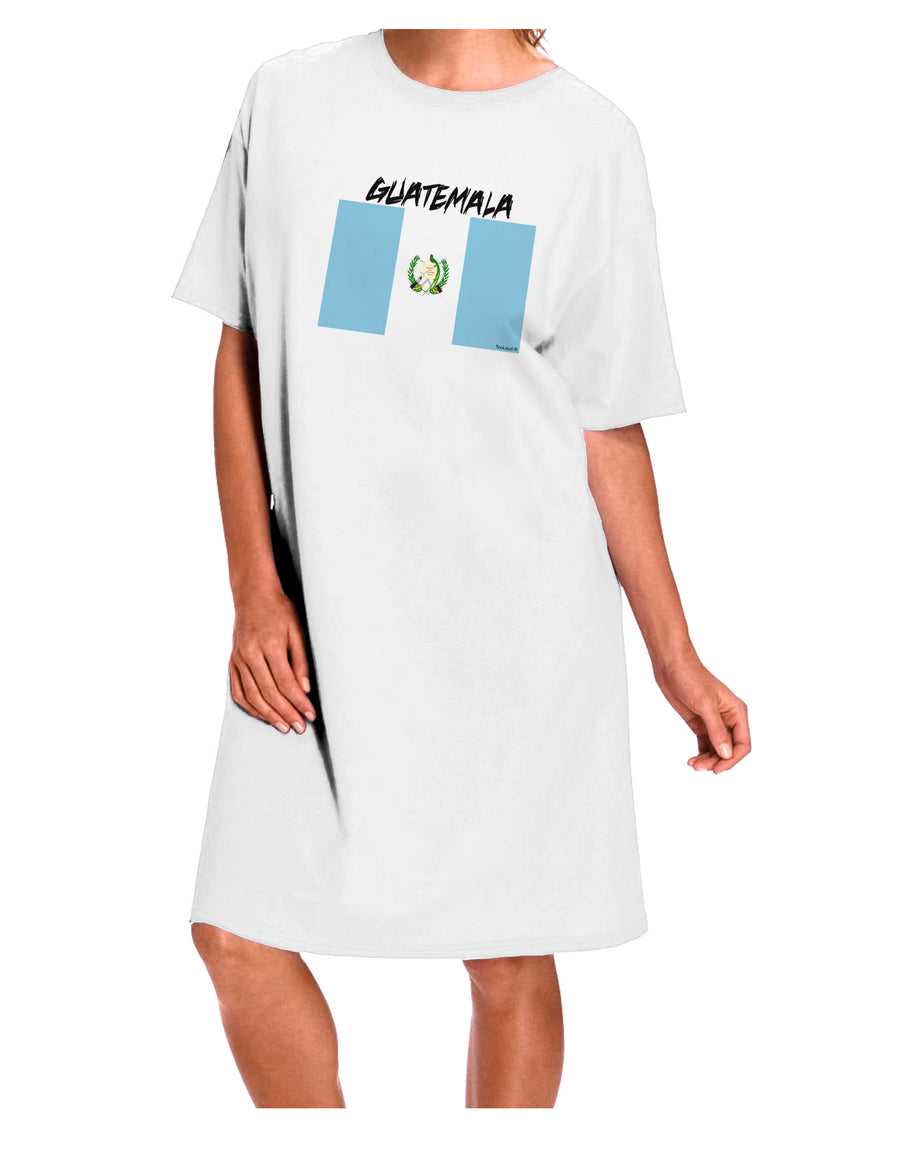 Stylish Guatemalan Flag Inspired Adult Night Shirt Dress in White - One Size, Exclusively by TooLoud-Night Shirt-TooLoud-White-One-Size-Davson Sales