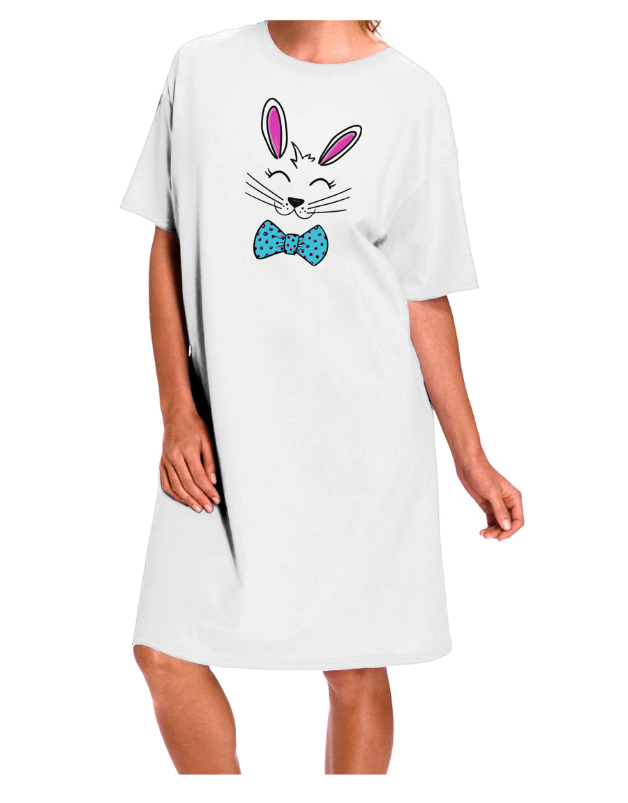 Elegant Easter Bunny Face Adult Night Shirt Dress in White - One Size-Night Shirt-TooLoud-Davson Sales