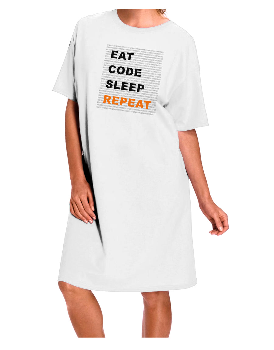 TooLoud Adult Night Shirt Dress - White - One Size: The Perfect Attire for Coding Enthusiasts-Night Shirt-TooLoud-White-One-Size-Davson Sales