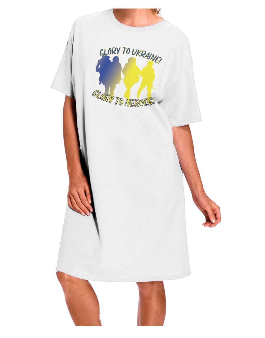 Ukrainian Pride Adult Night Shirt Dress in White - One Size-Night Shirt-TooLoud-Davson Sales
