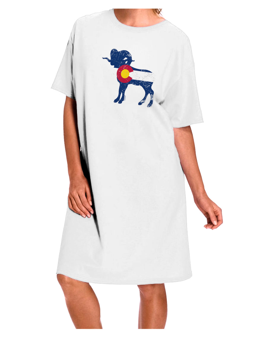 Stylish Grunge Colorado Emblem Flag Night Shirt Dress - Adult Size, White-Night Shirt-TooLoud-Davson Sales