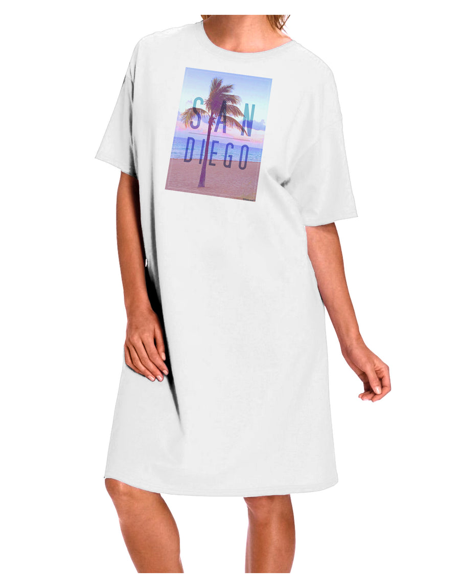 San Diego Beach Filter Adult Night Shirt Dress in White - One Size-Night Shirt-TooLoud-White-OSFM-Davson Sales