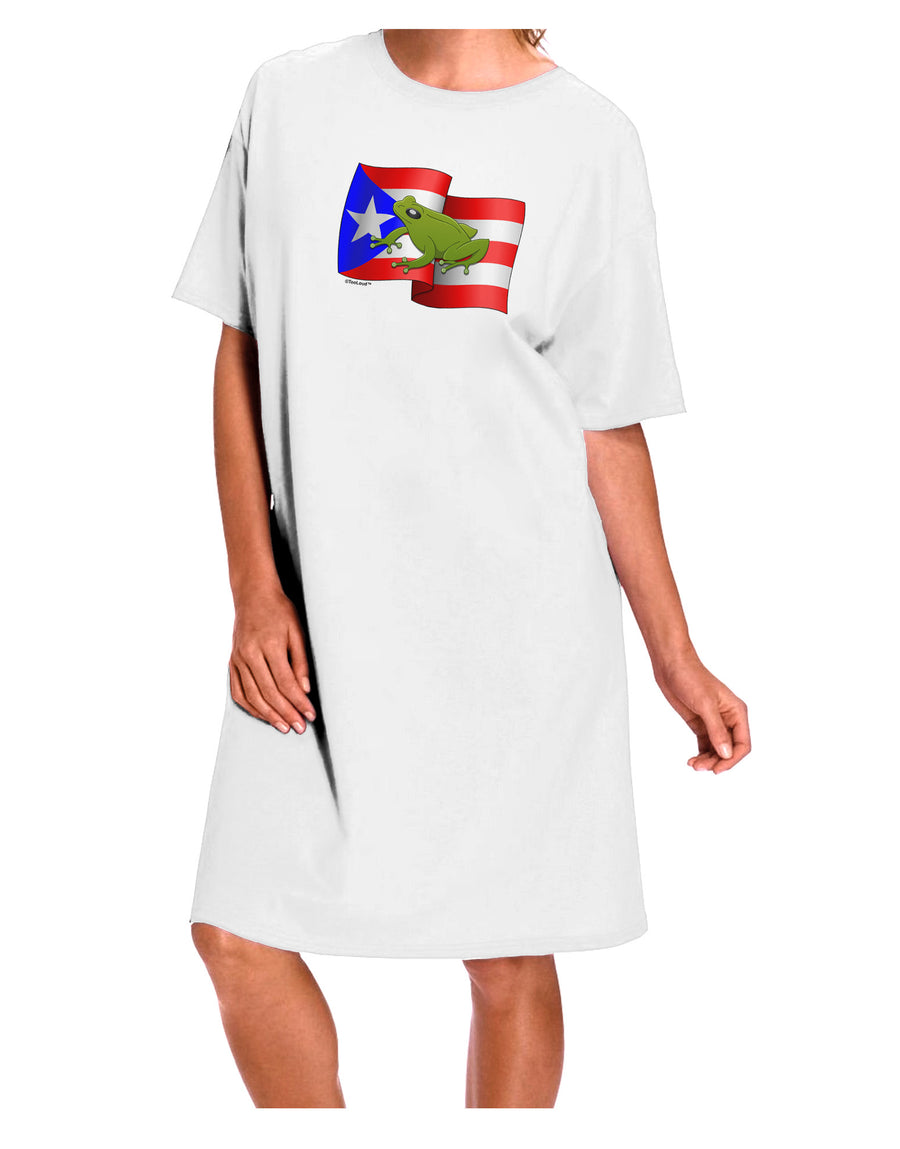 Puerto Rico Coqui Adult Night Shirt Dress in White - One Size-Night Shirt-TooLoud-White-One-Size-Davson Sales