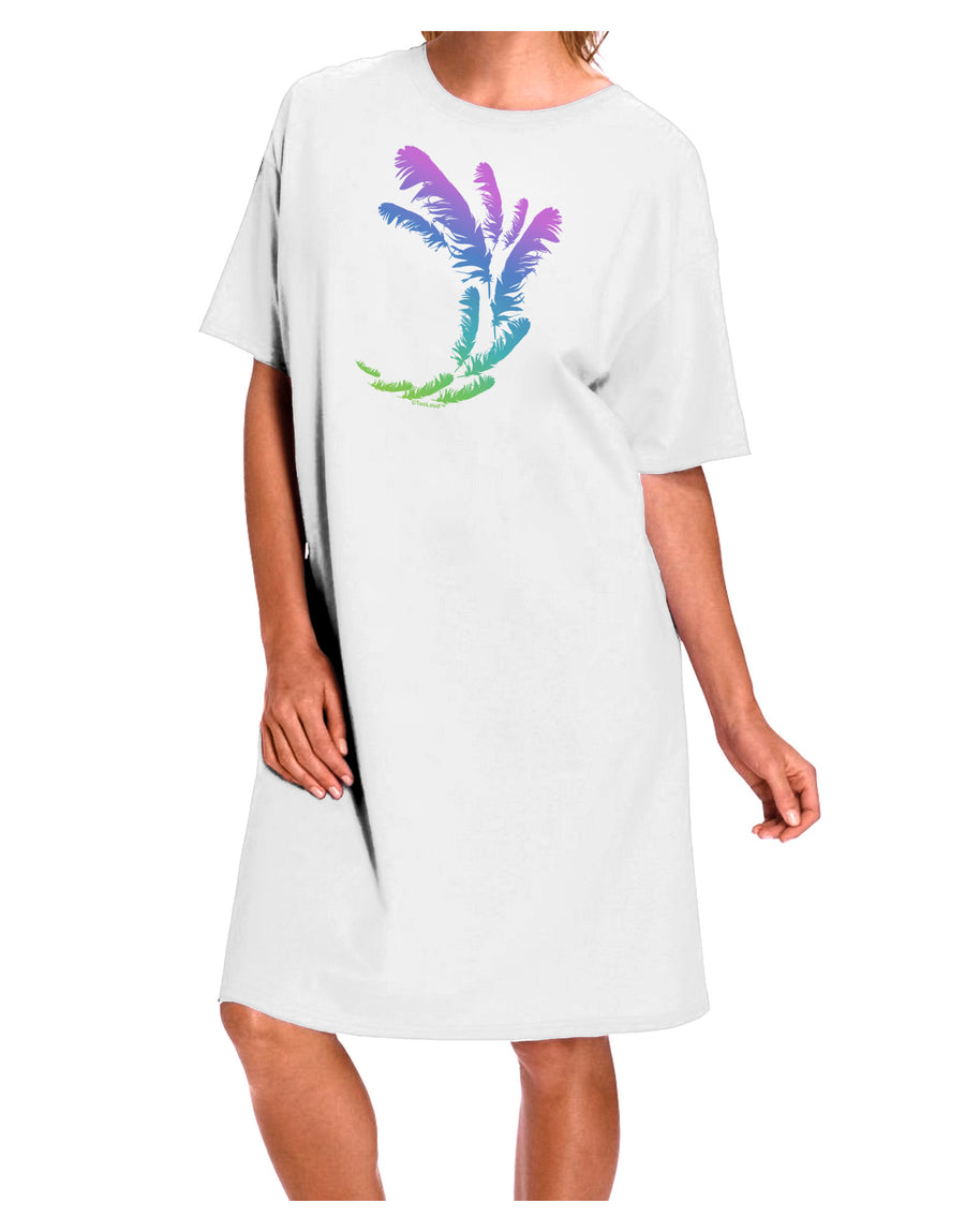 Stylish and Comfortable Tropical Feathers Night Shirt Dress for Adults in White - Available in One Size-Night Shirt-TooLoud-White-OSFM-Davson Sales