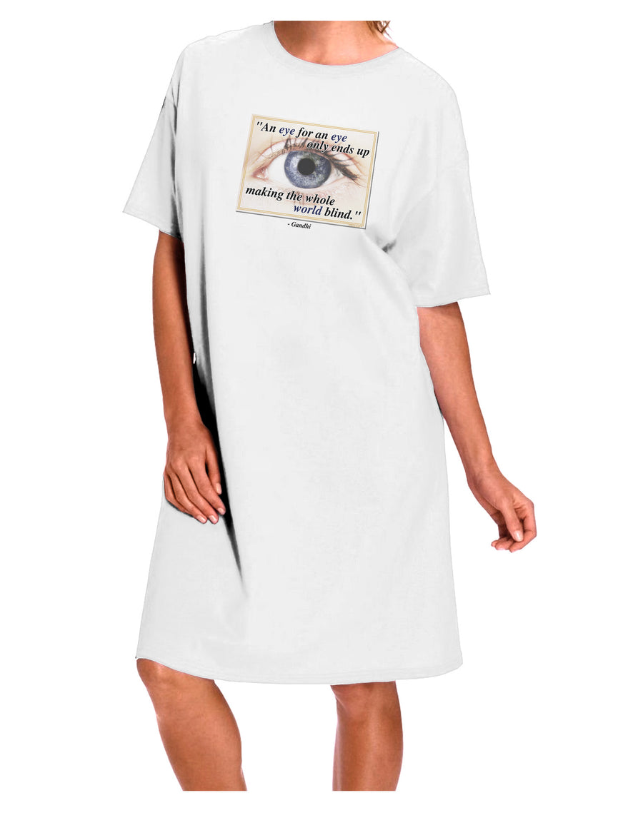 Gandhi Adult Night Shirt Dress - White - One Size: A Captivating Addition to Your Wardrobe by TooLoud-Night Shirt-TooLoud-White-One-Size-Davson Sales