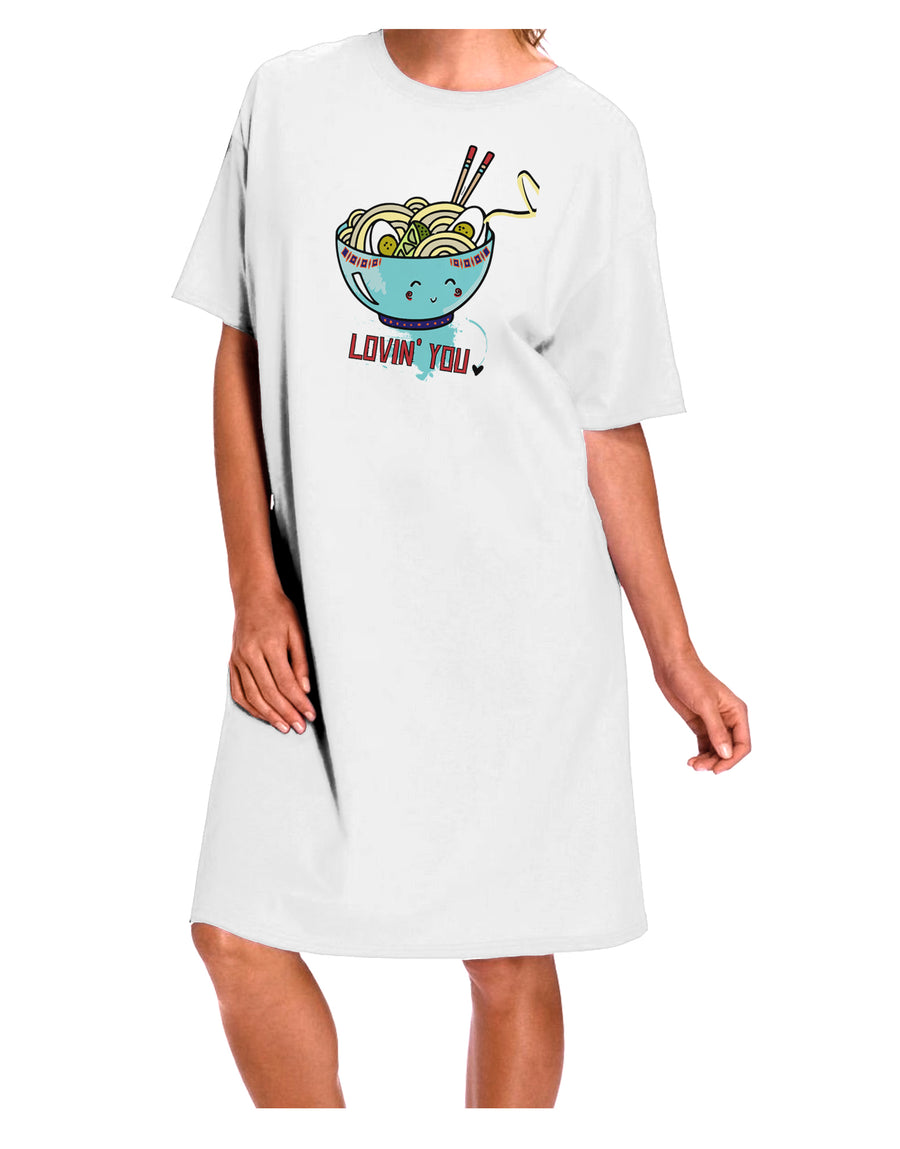 Stylish and Comfortable Adult Night Shirt Dress in White - TooLoud Matching Lovin You Blue Pho Bowl Collection-Night Shirt-TooLoud-Davson Sales