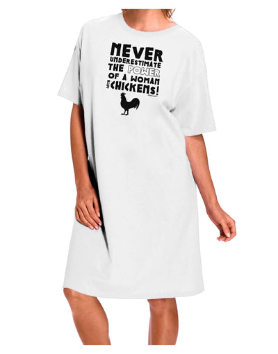 A Woman With Chickens Adult Wear Around Night Shirt and Dress-Night Shirt-TooLoud-White-One-Size-Fits-Most-Davson Sales