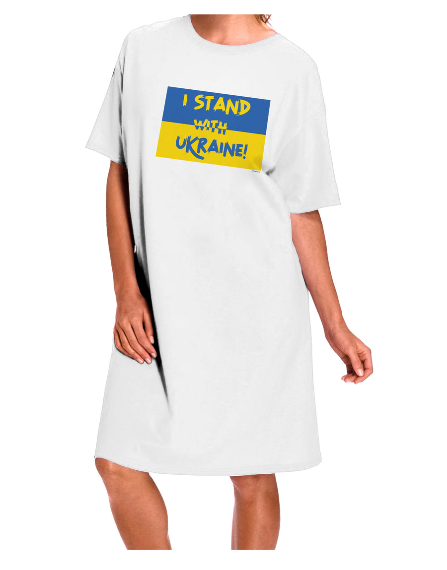 I stand with Ukraine Flag Adult Night Shirt Dress White One Size Toolo