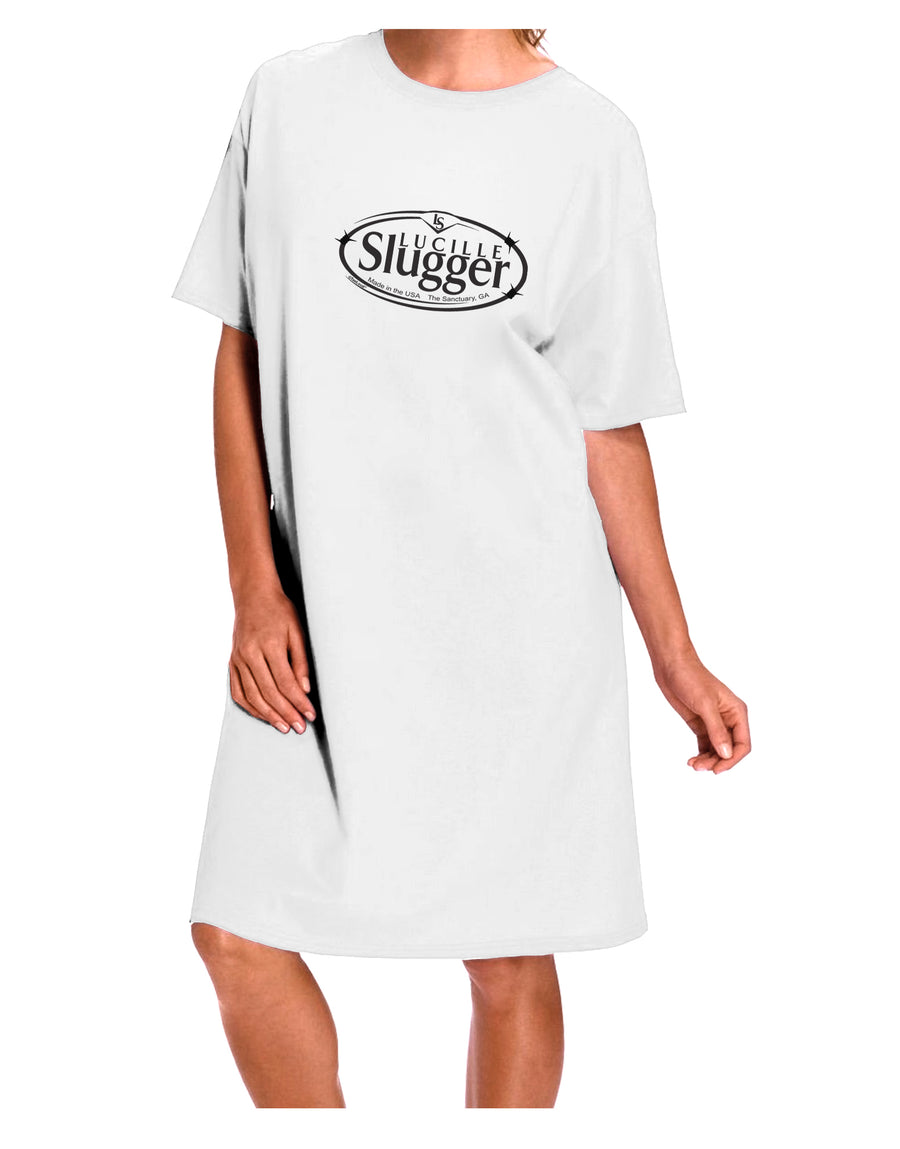 TooLoud Lucille Slugger Logo Adult Night Shirt Dress in White - One Size-Night Shirt-TooLoud-White-One-Size-Davson Sales