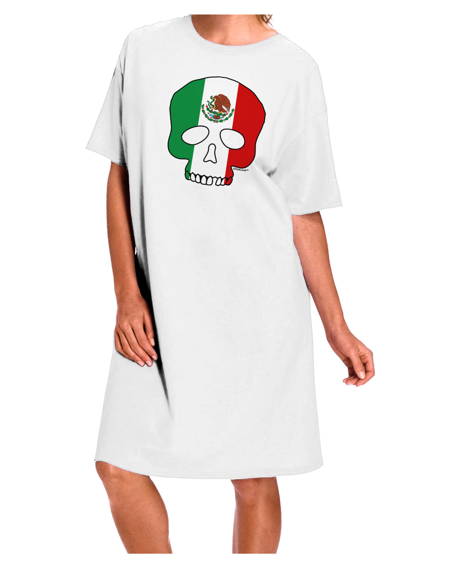 Mexican Skull Flag Adult Night Shirt Dress in White - One Size-Night Shirt-TooLoud-White-One-Size-Davson Sales