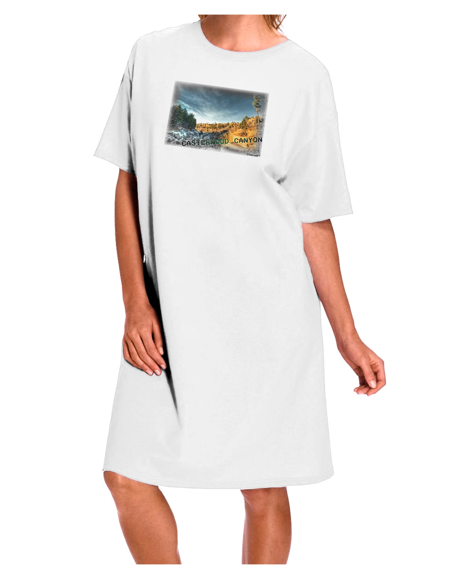 Castlewood Canyon Vintage Adult Night Shirt Dress in White - One Size-Night Shirt-TooLoud-White-OSFM-Davson Sales