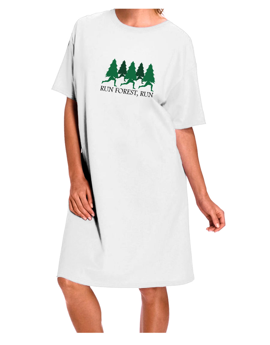 TooLoud White Adult Night Shirt Dress - Run Forest Run, a Playful and Humorous Addition to Your Wardrobe-Night Shirt-TooLoud-White-One-Size-Davson Sales