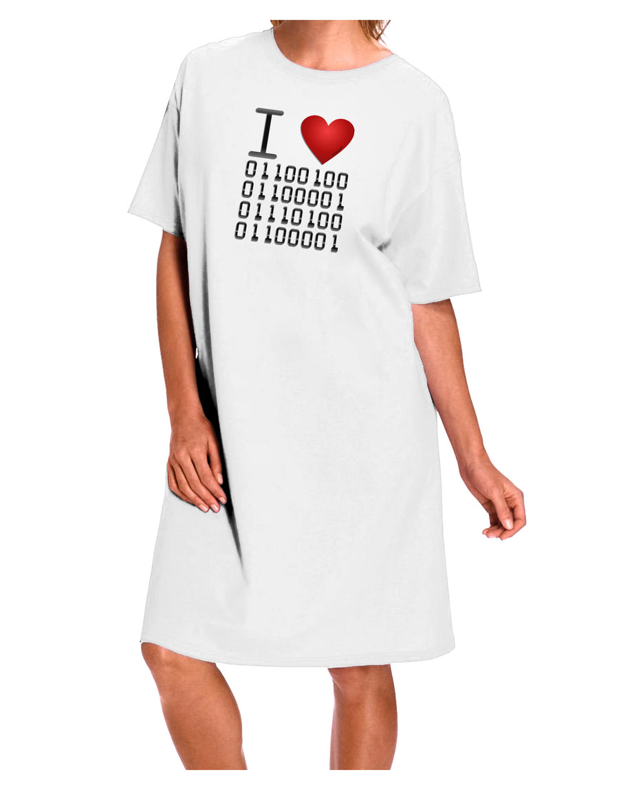 Binary Data Adult Night Shirt Dress - White - One Size-Night Shirt-TooLoud-White-OSFM-Davson Sales