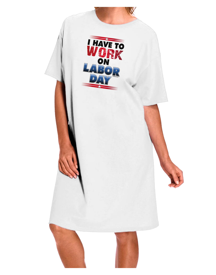 Labor Day Adult Night Shirt Dress - White - One Size for a Stylish and Comfortable Look-Night Shirt-TooLoud-White-OSFM-Davson Sales