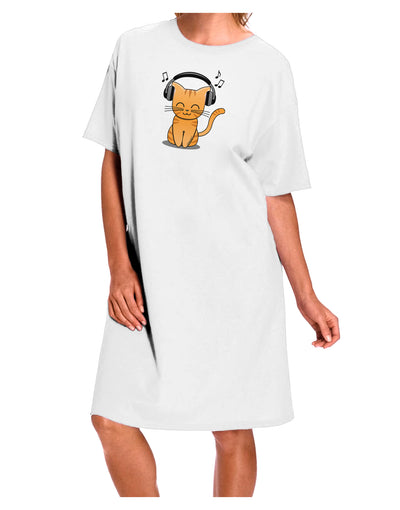 Cute Kitty With Headphones Plus Size Apron-Bib Apron-TooLoud-White-One-Size-Fits-Most-Davson Sales