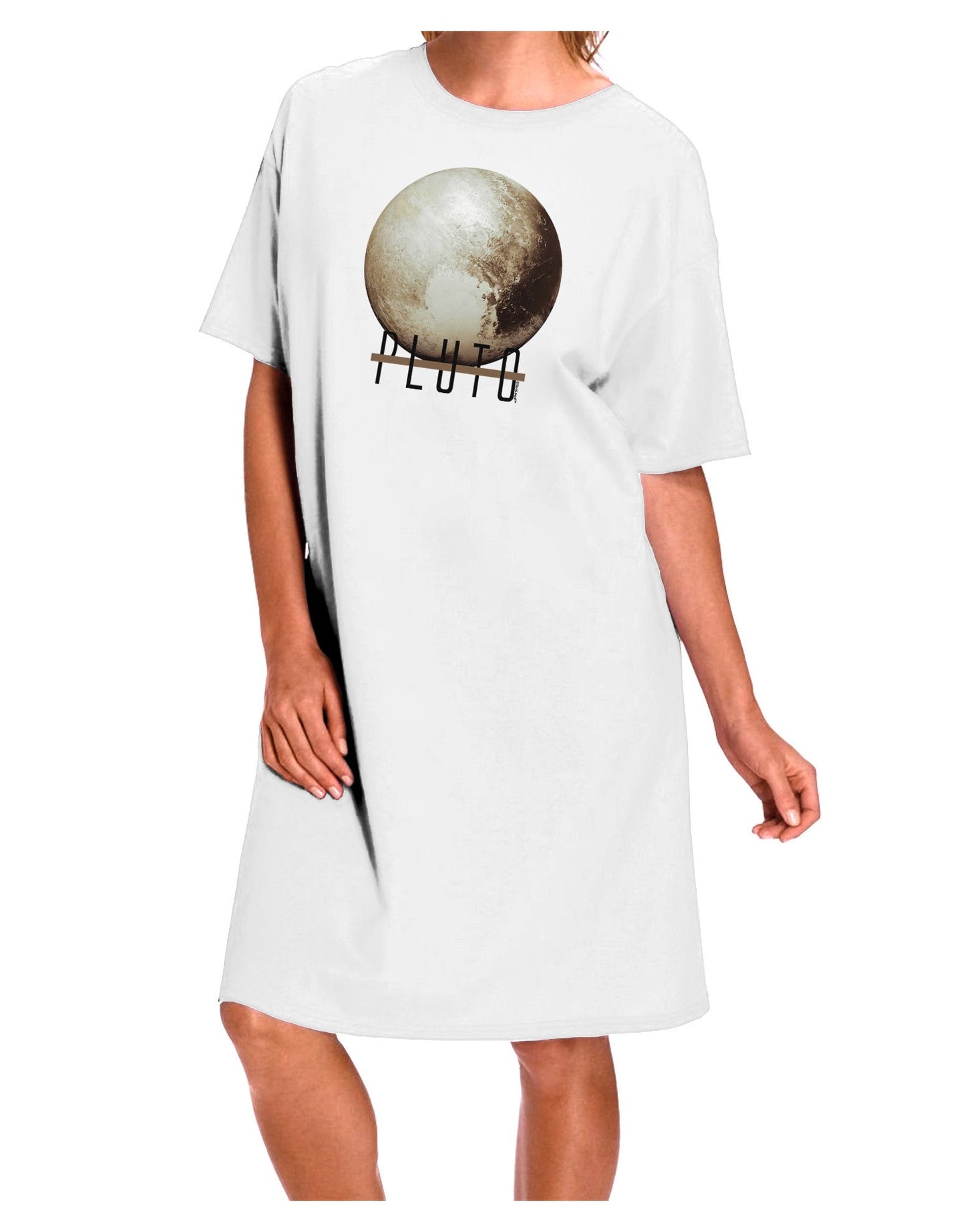 Planet Pluto Text Adult Wear Around Night Shirt and Dress-Night Shirt-TooLoud-White-One-Size-Fits-Most-Davson Sales