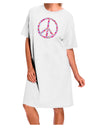 Stylish White Adult Night Shirt Dress with Peace Sign Hearts Design - Available in One Size-Night Shirt-TooLoud-White-OSFM-Davson Sales