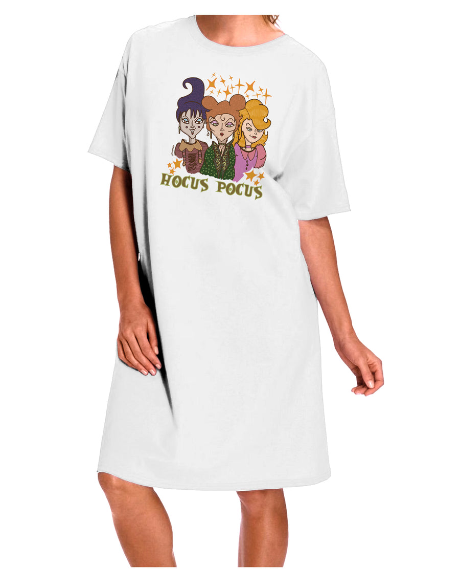 Stylish and Comfortable Hocus Pocus Witches Adult Night Shirt Dress in White - Available in One Size-Night Shirt-TooLoud-Davson Sales