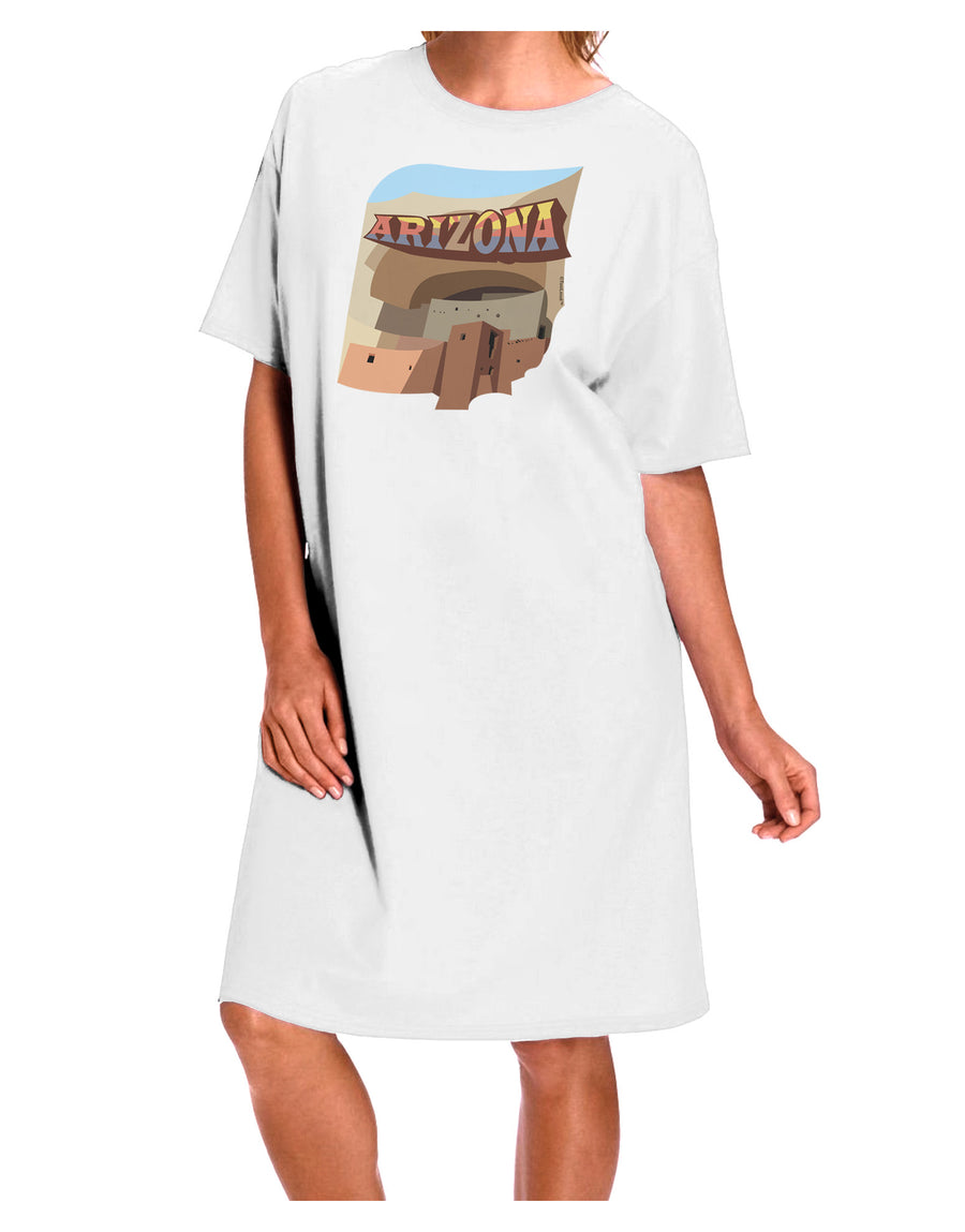 Stylish and Comfortable Arizona Montezuma Castle Adult Night Shirt Dress in White - Available in One Size-Night Shirt-TooLoud-White-OSFM-Davson Sales