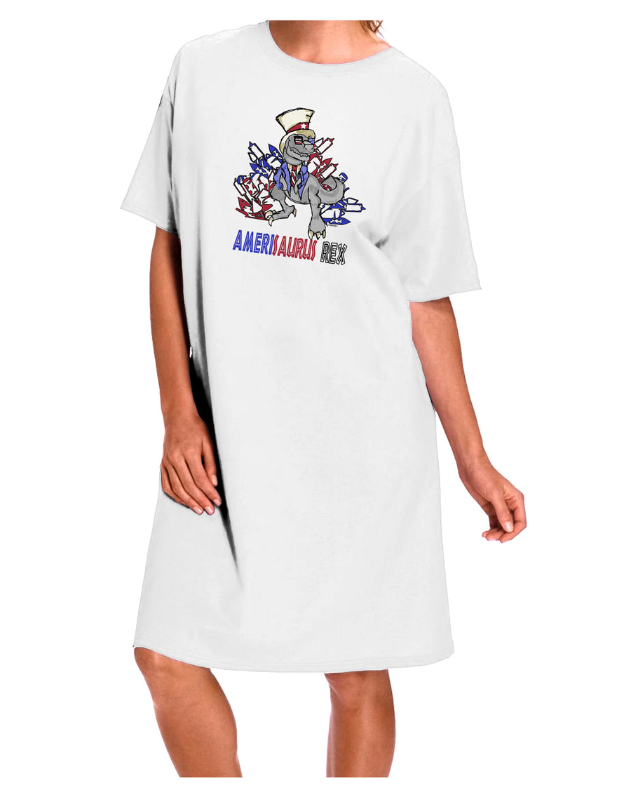 AMERISAURUS REX Adult Night Shirt Dress in White - One Size-Night Shirt-TooLoud-Davson Sales