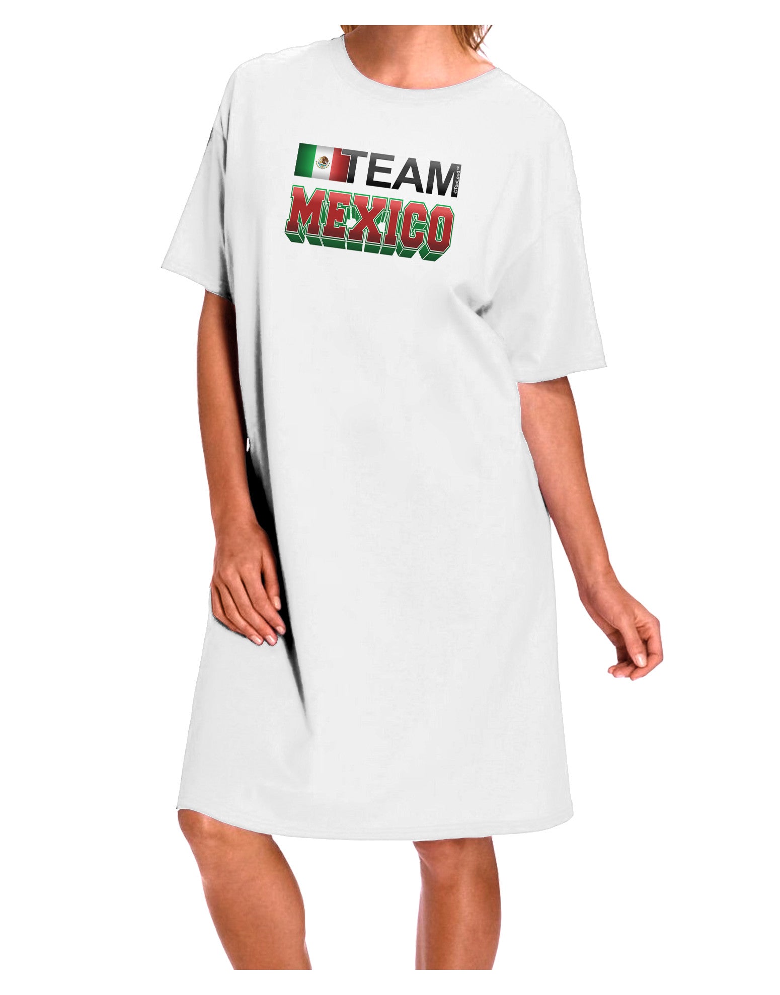 Stylish Team Mexico Adult Night Shirt Dress in White - One Size, Perfect for Sports Enthusiasts-Night Shirt-TooLoud-White-OSFM-Davson Sales