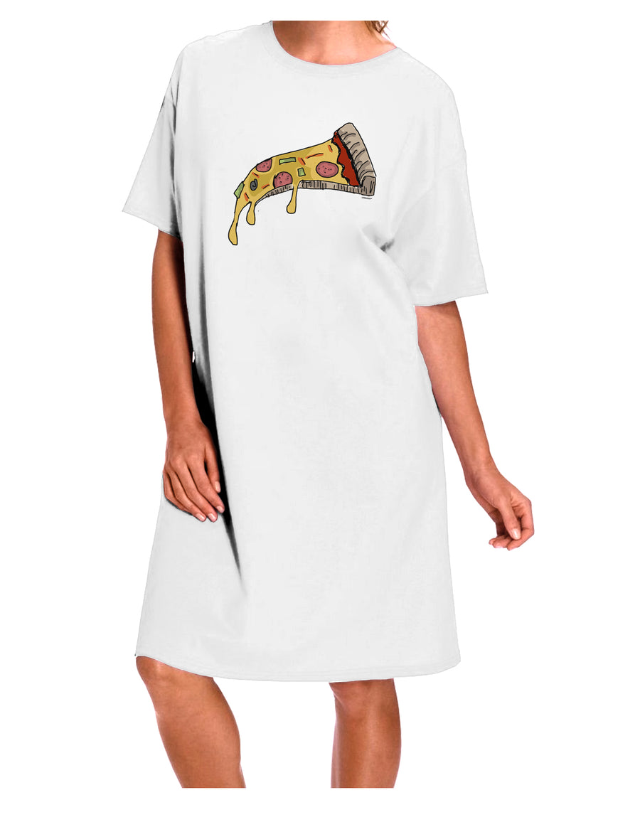 Stylish and Comfortable Pizza Slice Adult Night Shirt Dress in White - Available in One Size-Night Shirt-TooLoud-Davson Sales