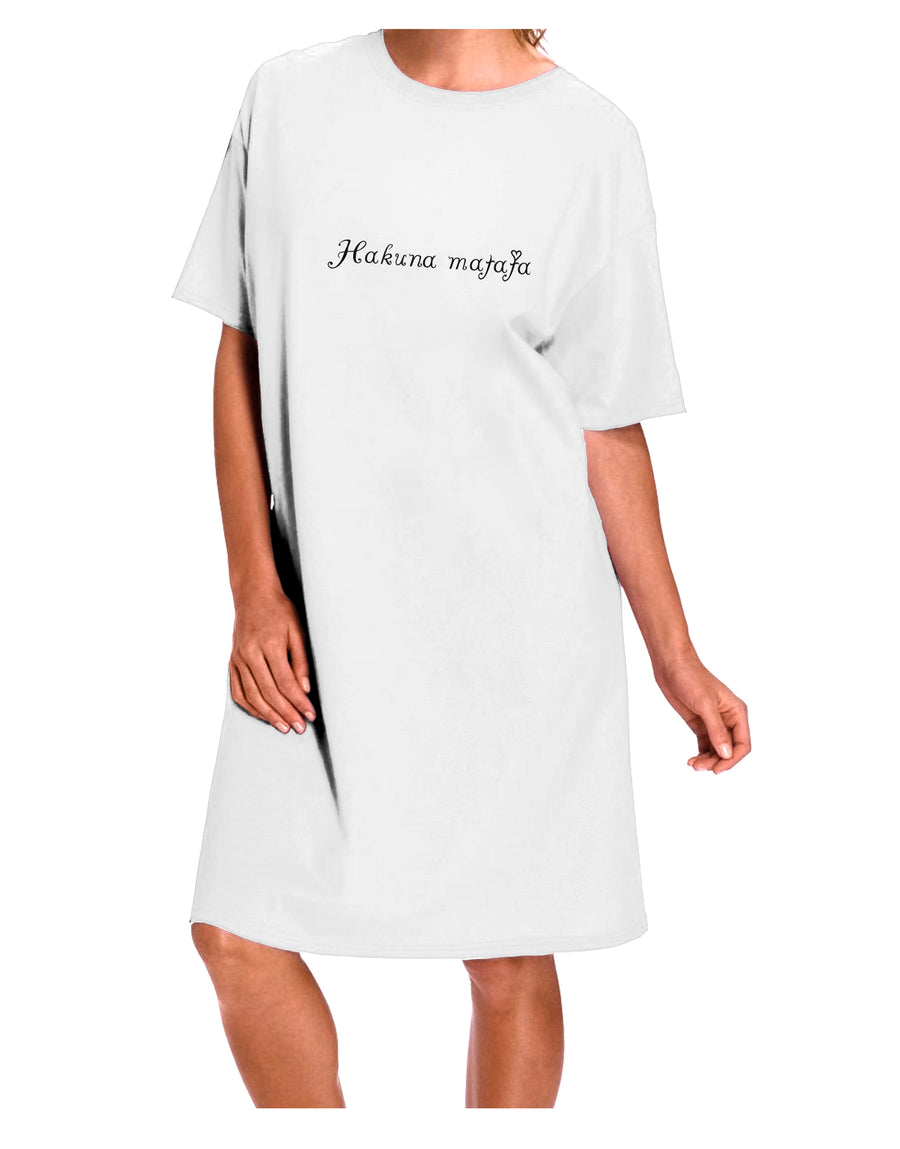 Stylish and Comfortable Hakuna Matata Adult Night Shirt Dress in White - Available in One Size-Night Shirt-TooLoud-Davson Sales