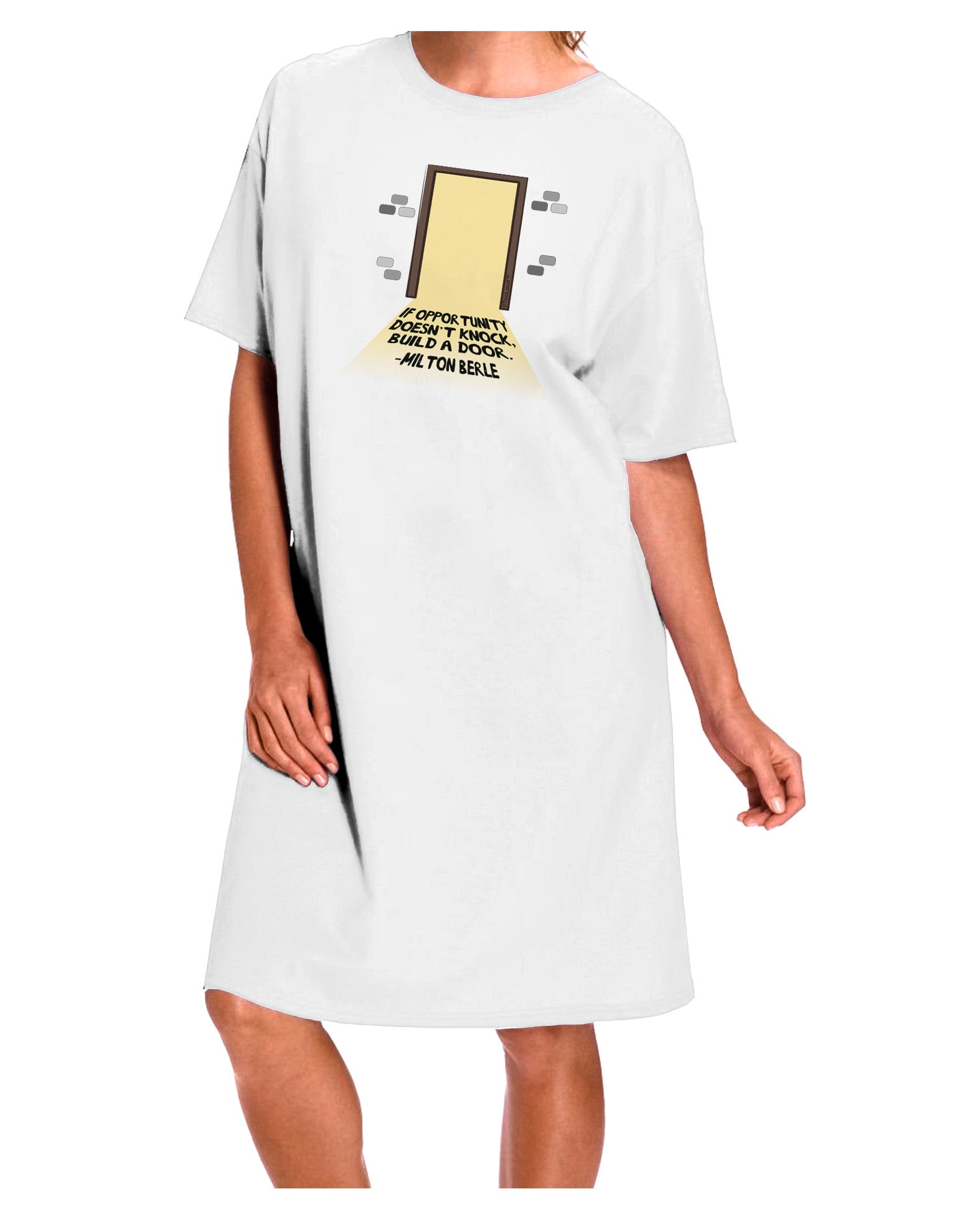 Elevate Your Style with the Exquisite Build A Door Adult Night Shirt Dress in White - One Size-Night Shirt-TooLoud-White-One-Size-Davson Sales